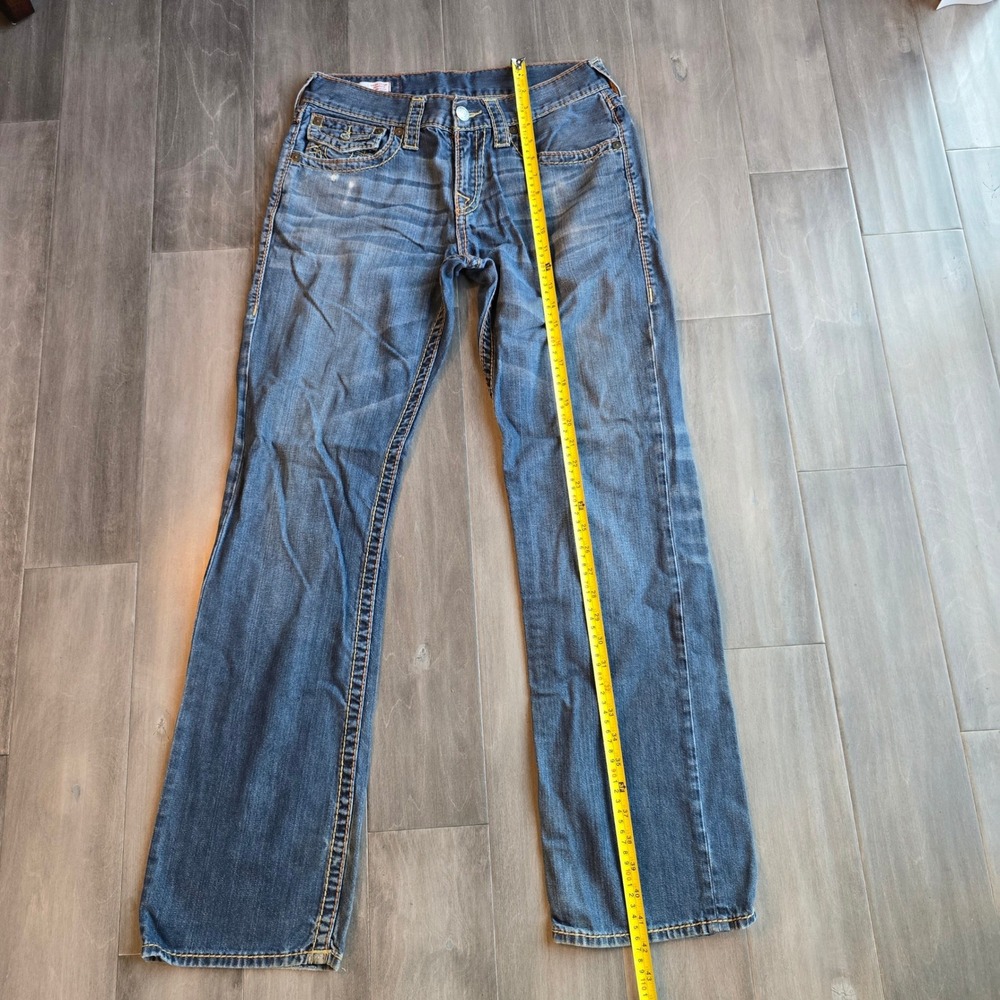 True Religion Ricky Relaxed Straight Blue Jeans button pockets Mens 31 x 31 - Picture 7 of 10